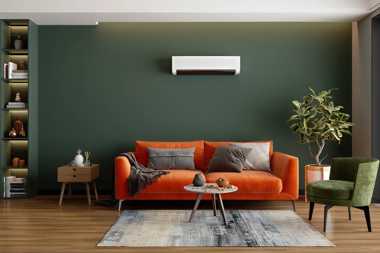 Contemporary living room finished by an interior painter in Franklin, MA, featuring warm tones
