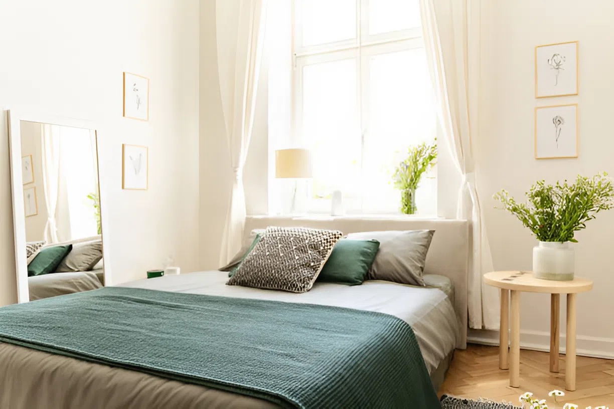 Bedroom with neutral tones painted by a painter in Franklin, MA
