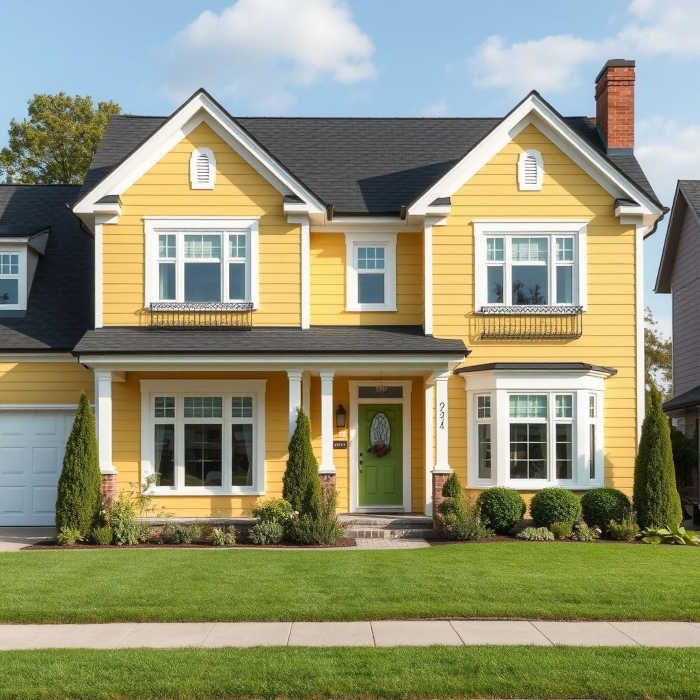 Yellow home with freshly painted exterior siding and white trim by a house painter in Franklin, MA